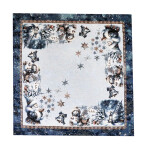 DumDekorace Vánoční gobelínový ubrus s lurexem - Sněhulák a sněhové vločky Šířka: 90 cm | Délka: 90 cm