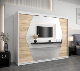 Šatní skříň Abi Bo Barva korpusu: Bílá, Rozměry: 250 cm, Dveře: Dub sonoma