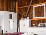 Bílý nábytek Ložnice Toskania 3D, bílá, (Postel 180x200) masiv, borovice