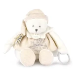 Doudou Dárková sada Plyšový lední medvídek s kroužkem 30 cm béžový
