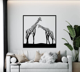 Strom života žirafa dekorace na zeď Rozměr (cm): 38 x 36, Dekor: Černá
