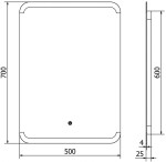 MEXEN - Nida zrcadlo s osvětlením 50 x 70 cm, LED 600 9806-050-070-611-00