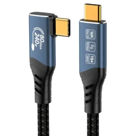 PremiumCord USB4 Ver. 2.0 80Gbps 240W zahnutý 0,8m / Kabel USB4 / Thunderbolt 3/4 / 16K/60Hz (ku4cb08)