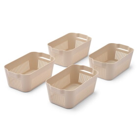 LIEWOOD Úložný koš Makeeva Sandy Mini – set 4 ks, béžová barva, plast