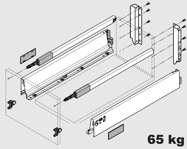 Blum K-BLUM Antaro D 600 mm/65 kg, Blumotion/TOB, šedá R9006, vrut (254708)