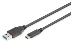 Digitus černá / USB kabel / USB-C - USB-A / USB 3.0 / 5 Gbps / 3A / 1 m (AK-300136-010-S)