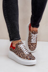 Kožené sneakerky na platformě s leopardím vzorem Zazoo 3346 hnědo-červené 40