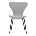 Židle jídelní, stříbrná látka, nohy černý kov