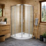 OLSEN SPA - Čtvrtkruhový sprchový kout s vaničkou BILBAO - Barva rámu - Chrom/Leštěný hliník (ALU), Rozměr A - 90, Rozměr B - 90, Směr zavírání - Univerzální Levé / Pravé, Výplň - Čiré bezpečnostní sklo - 5 mm OLBBIL90CC