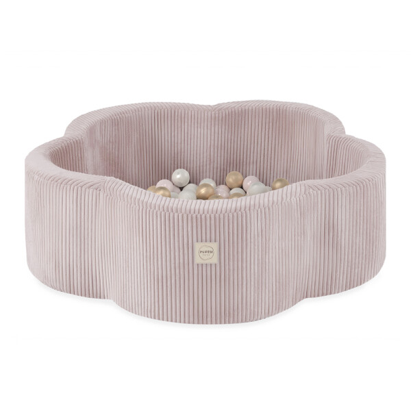 PLUSH NEST PLUSH NEST Suchý bazén Květinová zóna 95 × 30 cm, prémiový manšestr světle růžový, s 200 míčky
