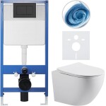 CERANO - Kompletní WC set Profi/Cesso - bílá matná - WC tlačítko Classic/Černá matná - předstěnová instalace - 49x36 CER-8050BD93