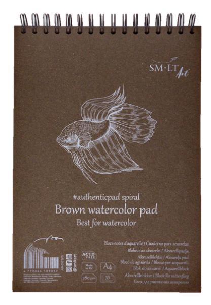 SM.LT Hnědý akvarelový blok SMLT Brown Watercolor Pad A4 280 g, 35 listů