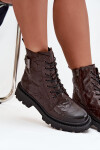 Kožené dámské kotníkové boty s efektem mačkání a přezkou Artiker 57C1007 Čokoládové 37