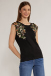 Dámské tričko s květinovým potiskem TSH0213 černé - Monnari M
