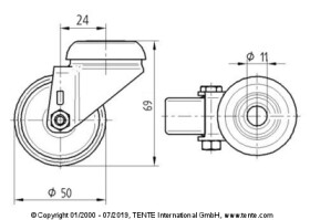 Tente Antistatické kolečko 50 mm, otočné 2015