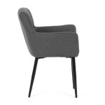 Židle jídelní, snadno čistitelná šedá látka, černý matný lak, kovové nohy