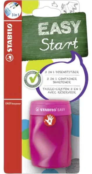 STABILO® EASY sharpener 3v1 - Ergonomické ořezávátko - růžové pro praváky (SB-B-4502-1)