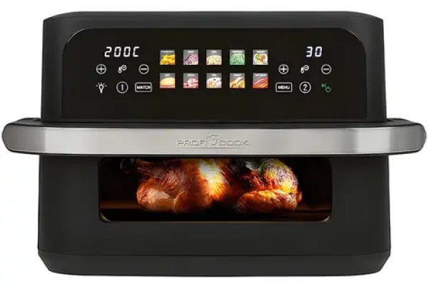 ProfiCook FR 1313 H nerez/černá / Dualní horkovzdušná fritéza / 2400W / 10l / 80-200°C / 10 programů (501313)