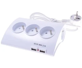 PremiumCord prodlužovací přívod bílá / 230V / 1.5m / 3 zásuvky / 2x USB / vypínač (ppd01)