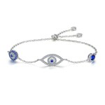 Stříbrný náramek talisman Evil Eye, stříbro 925/1000, Stříbrná Nastavitelná