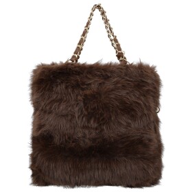 Módní dámská plyšová kabelka do ruky Lilith, tmavě hnědá