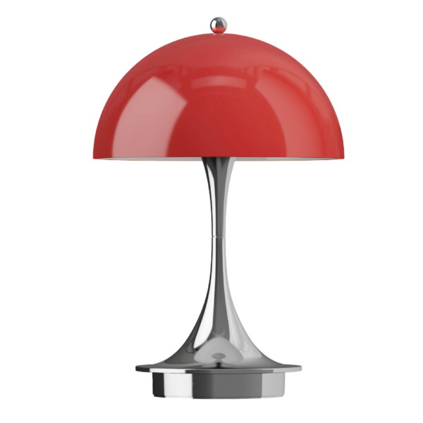 Louis Poulsen Přenosná lampa Panthella 160 V3 Opal Red / Chrome, červená barva