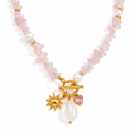 ELENYS Rose Quartz | Náhrdelník s pravým přírodním růženínem Délka náhrdelníku: 43 cm