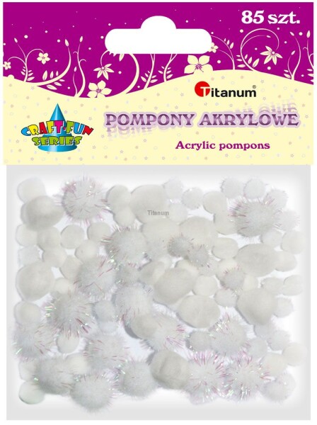 Bambulky pompom Titanum střední a malé, bílé 85 ks