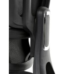 Kancelářská židle, černá síťovina, posuvný opěrák, plastový kříž, kolečka na tvrdé povrchy