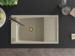 MEXEN/S - Elias granitový dřez s odkapávačem včetně baterie Duo, béžová 6511-69-671701-57-G