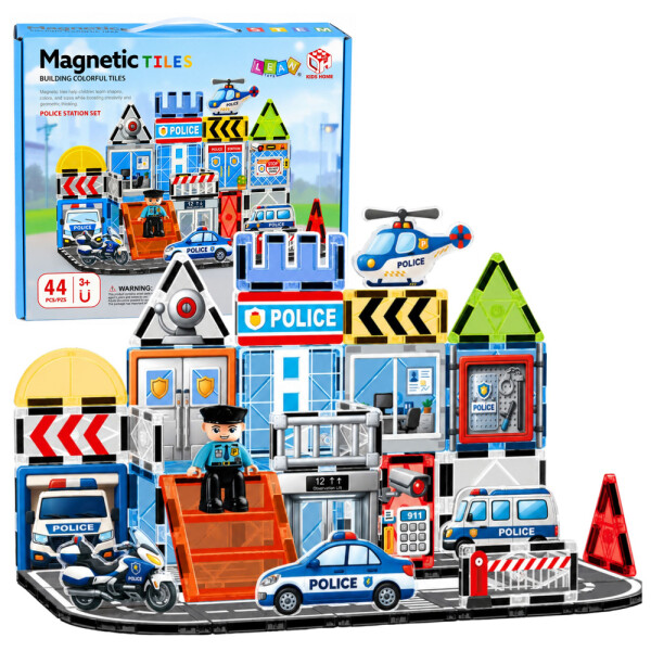 Mamido Magnetická stavebnice policejní základna s vozidly 44 dílků