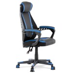 Herní křeslo, modrá, černá ekokůže a černá látka a síťovina MESH, PCA mech