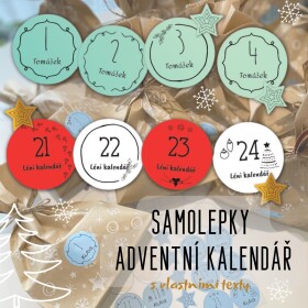 KALENDÁŘ ADVENTNÍ samolepky 30mm (24+8ks), vyrobte si vlastní