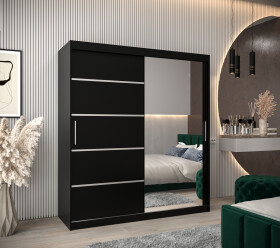 Šatní skříň Abi V2 Barva korpusu: Černá, Rozměry: 180 cm, Dveře: Černá