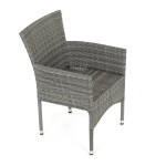 Židle zahradní, šedý umělý ratan, kov, stohovatelná.