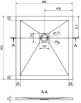 MEXEN/S - Stone+ obdélníková sprchová vanička 90 x 80, bílá, mřížka bílá 44108090-W