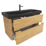 Koupelnová skříňka s umyvadlem SAT Fusion 97,5x53x45 cm dub medový mat SATFUS2100DMBKMB SATFUS2100DMBKMB