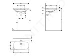 GEBERIT - Acanto Umyvadlo 600x422 mm, otvor pro baterii, s přepadem, bílá 500.631.01.2