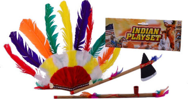 Indiánská sada - sekyrka, čelenka,dýmka - Hasbro Troll