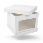 Cake star dortová krabice bílá s okénkem (33 x 33 x 30 cm)