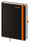 Diář 2027 denní A5 Black Orange s poutkem na propisku