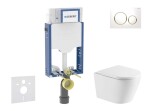 GEBERIT - Kombifix Set předstěnové instalace, klozetu Nefia a sedátka softclose, tlačítko Sigma20, bílá/pozlacená SANI15CA3149