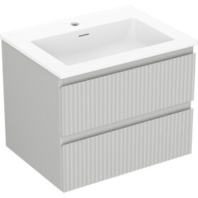MEXEN/S - Rivel koupelnová skříňka 60 cm s umyvadlem Otis, 2 zásuvky, reliéf , šedá mat/bílá mat 91A20-06047-2-BFF62-W18M01