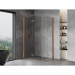MEXEN/S - Mist-F Duo sprchový kout skládací dveře levá 120 x 75, transparent, měď kartáčovaná 8A6-120L-075P-65-00