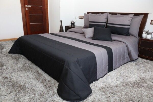 Prošívané šedě černé přikrývky na postel Šířka: cm Délka: cm