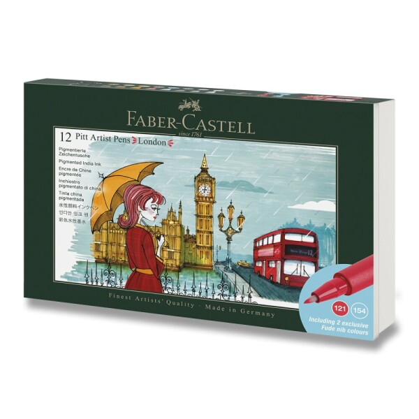 Faber-Castell Pitt Artist Pen London sada 12 ks, hroty B/FM/S