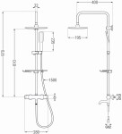 MEXEN/S - KT49 vanový sloup s termostatickou baterií, černá / zlato 779004993-75