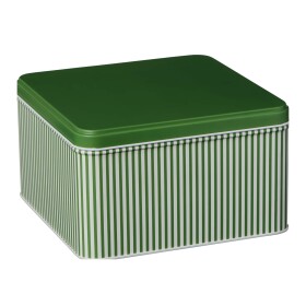 Ib Laursen Plechový box s víkem Green Stripes Large, zelená barva, kov
