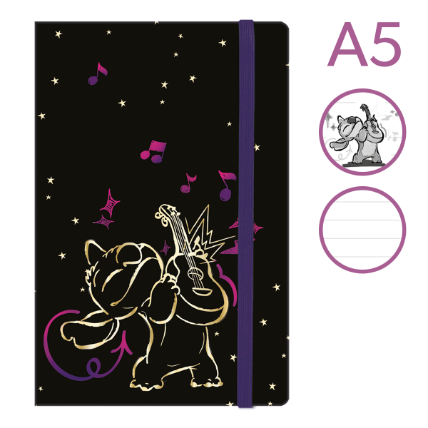 Colorino zápisník s gumičkou, Stitch Gold 2, A5, 80 g, 80 listů, linkovaný