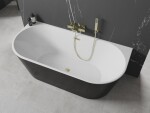 MEXEN/S - Oval vana volně stojící nástěnná 170 x 80, bílá/černá, sifon a přepad zlatá kartáčovaná 52671708075-55